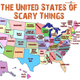 Image for article titled Handy map of the United States showing the scariest thing in every single state